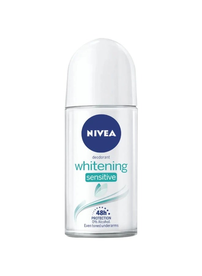 NIVEA Unisex Whitining Sensitive & Whintining Sensitive Deodorant Roll-On (50 Ml, Pack Of 2) - Image 2
